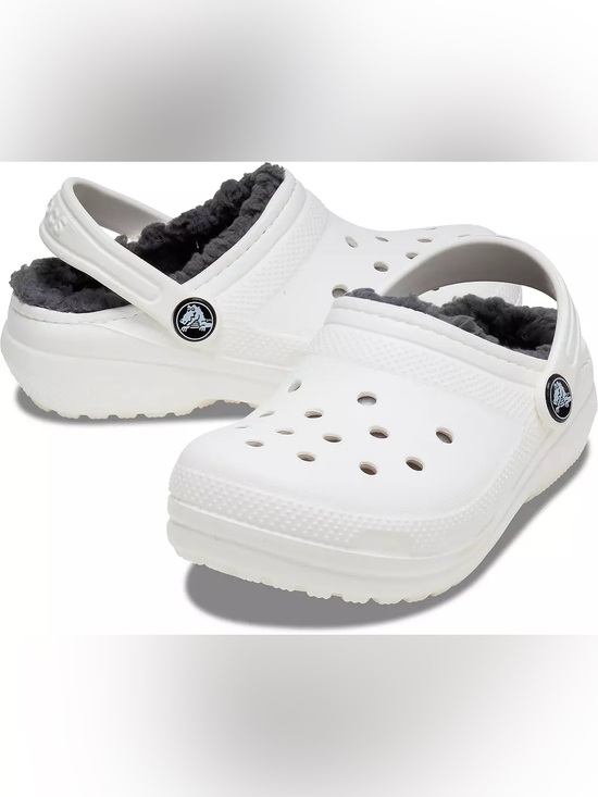 CROCS Other - CROCS Kids Classic Lined Clog in White with Dark Gray Lining